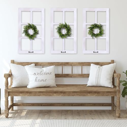 Image of LOSOUR 24x40in Wood Window Frame Wall Art, Vintage Rustic Wall Decor, Farmhouse Windowpane Decor, Decorative Wall Sculptures for Living Room, Bedroom, Entryway, Hallway(1, White-no glass, 40 inchL x 24 inchW)