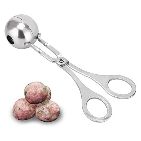 Stainless Steel Meat Baller - Cookie Dough Scoop for Kitchen, Non-Stick Meatball Maker Tongs Spoon for Meatball, Fruits, Cake, Cookies, Ice Cream Cover