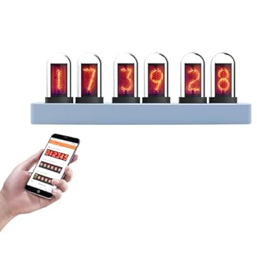 TPHRAVAL Relógio IPS Nixie, tempo de exibição/conjunto de alarme, upload de imagens, suporta controle de celular/computador, vários estilos de discagem, vários modos de exibição, pode ser usado para