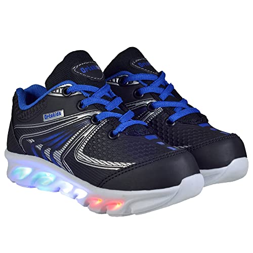 Tênis De Led Luzinha Infantil Menino Ortokids 002 Gênero:Menino;Tamanho:28;Cor:Cinza/Azul
