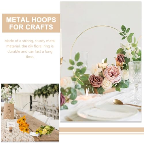 5 Aros de metal dorados para centros de mesa con base madera DECHOUS 4