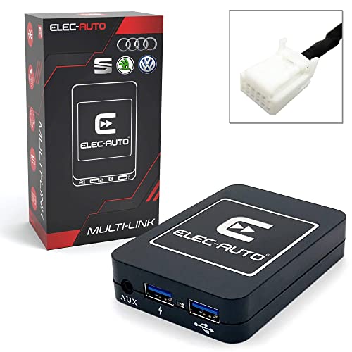 Interface Bluetooth - USB MP3 - Auxiliaire compatible avec les véhicules de marque AUDI, SEAT, SKODA, VOLKSWAGEN avec PRISE QUADLOCK | Kit Mains Libres...