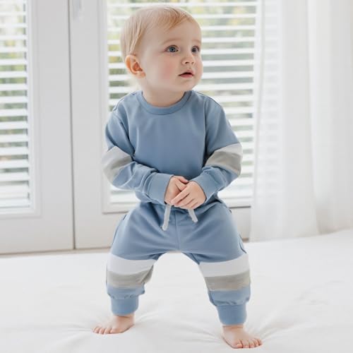 Rtnnsbbfcm Toddler Baby Boy Fall Winter Clothes Contrast Color Long Sleeve Sweatshirt + Joggers Pants Two Piece Outfits Set3