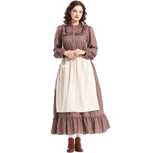 Duohropke Kleid Damen Präriekleider Blumenkleid mit Eckigem Ausschnitt Kriegskleid Mittelalterliches Korsett Halloween Kostüme Cinderella Prinzessin...