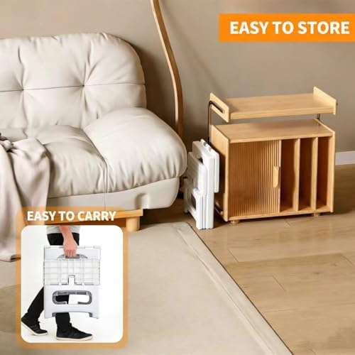 Image of 2 Step Stool Foldable, Non-Slip Steps, Folding Step Stool for Adults, Plastic Stool Pool Ladder, Collapsible Stools 2 Step Ladder for Kitchen Toilet Bedroom Office RV, Holds 330 lbs