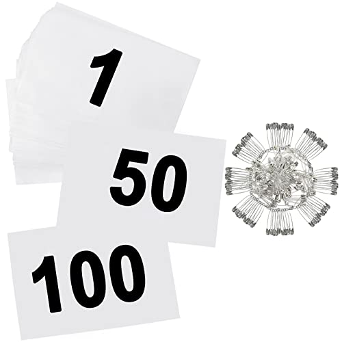 Echolife Running Bibs Competitor Number With Safety Pins, Tearproof Waterproof 5.9" X 7.9" For Marathon Races Events Sports Games (Number 1-100) #TOP6
