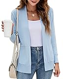 Yousify Womens Cardigan Sweater Long Sleeve Open Front Knit Cardigan Sweater with Pockets Blue