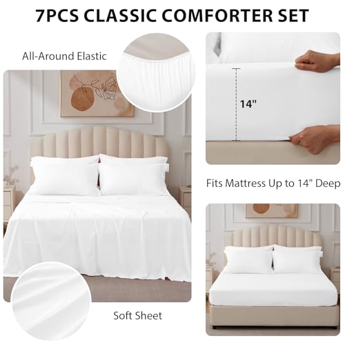 Velorose Twin Comforter Set White - Bed in a Bag Twin Size 5 Pieces, Soft Bedding Set for All Seasons, Premium College Dorm Comforter Set with Comforter, 1 Sheet, 1 Pillowcase & 1 Sham by Velorose - Used condition - Image 3