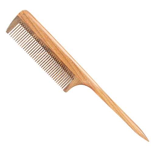 Mom Gifts Rat Tail Fine Tooth Wood Comb Natural Handmade Green Sandalwood Anti Static Detangling Comb