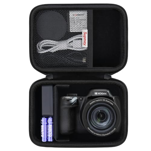 Supmay Caso de Transporte Duro para Kodak PIXPRO AZ405 / AZ528 / AZ425 / AZ255 / AZ401 Cámara Digital, Bolso de Viaje con Bolsillo de Malla para batería, Cable USB, Negro