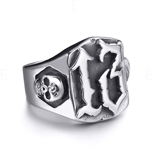 Elfasio Skull Rings For Men Stainless Steel 13 Biker Ring High Polished, Silver Black Size 10 #TOP1