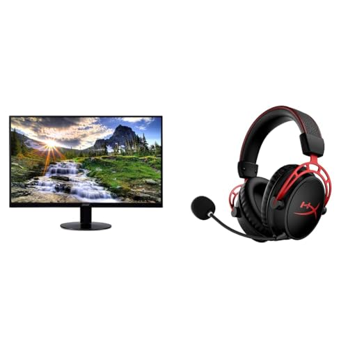 Image of Acer 21.5 Inch Full HD (1920 x 1080) IPS Ultra-Thin Zero Frame Computer Monitor & HyperX Cloud Alpha Wireless - Gaming Headset for PC, 300-hour Battery Life