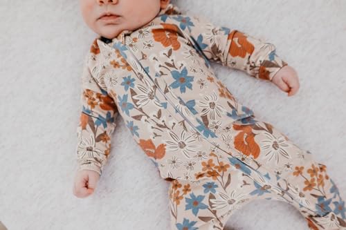 Image of Copper Pearl Zip-Up Footie Baby Pajamas - Soft Newborn Onesies for Boys & Girls, Tag-Free with Two-Way Zipper Baby Sleepers for Newborn - 24 Months, Eden
