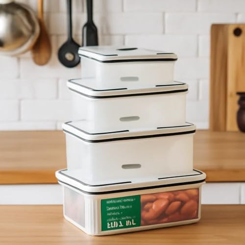 Jogo de Potes Herméticos em Plástico Retangular – 4 Peças