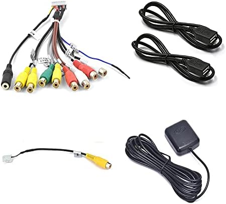 Bestycar Car Stereo Radio RCA USB CAM in Cable GPS Antenna Wire Harness Kit for 9'' or 10'' Aftermarket Android Headunit with 16pin Power Socket 20pin RCA Port