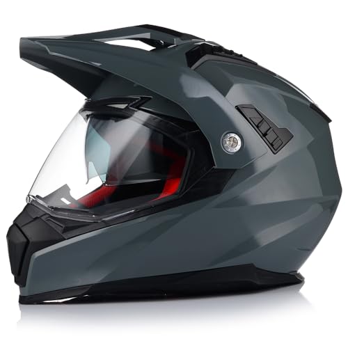 Motocross Helm mit Sonnenblende | VITO Molino | Herren und Damen | ATV Quad Enduro Helm | ECE 22.06 Zertifiziert | Motorradhelm mit Doppelvisier (L (59-60cm))