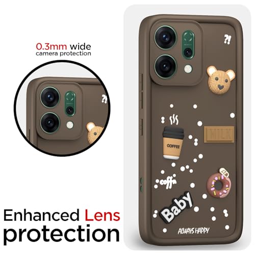 Image of Pikkme Back Cover for Oppo Reno 14 Pro 5G | 3D Cartoon Silicone Case Cute & Fun Full Protective Bumper Cover (Brown)