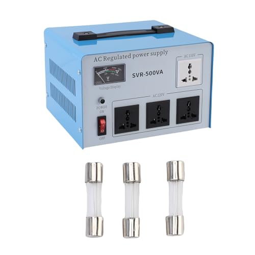 aqxreight Estabilizador de Voltaje de 500 W Regulador de Voltaje Automático Monofásico para Electrónica Convertidor SVR-500VA con Enchufe de la UE Protege los Dispositivos de Fluctuaciones de