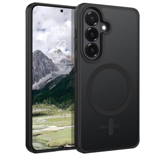 Elzzi Magnetic Magsafe for Samsung S26 Plus Case, Upgraded [Full Camera Protection] [Compatible with Magsafe] [Translucent Matte] Shockproof Protective Phone Case for Men & Women - Black
