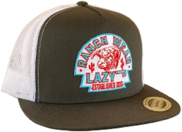 GenericLazy J Ranch Wear Grey & White 4" Arrowhead Patch Cap LazyJ Baseball Cap Baseball Hat