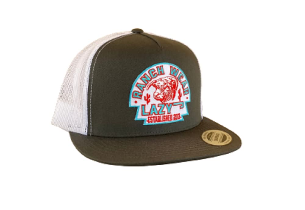 GenericLazy J Ranch Wear Grey & White 4" Arrowhead Patch Cap LazyJ Baseball Cap Baseball Hat