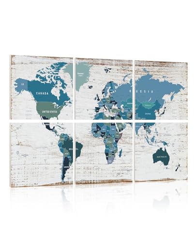 YPY Acoustic Panels Art Soundproof Panels: Vintage World Map Print Acoustic Panels Decorative Sound Absorbing Panels for Office Recording Studio Room,36"x24",Set of 6