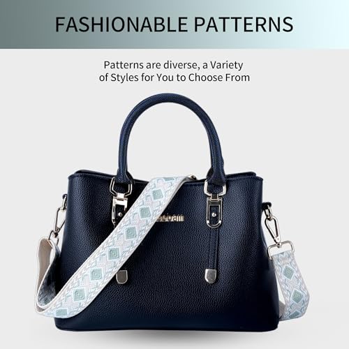 Image of Purse Strap, Adjustable Embroidery Flower 2 Inch Wide Purse Straps Replacement Crossbody for Women