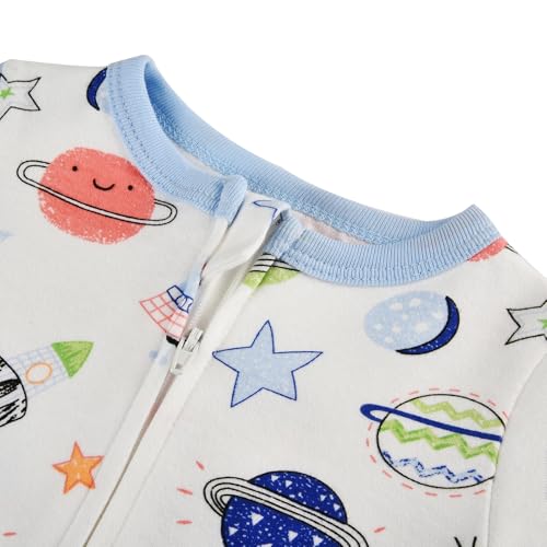 Image of Aablexema Baby Footie Pajamas with Mittens - 3Pcs Infant Cotton Footed One Piece Sleepwear Outfits