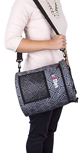 Image of ArtBin 6804SA Yarn Drum, Portable Knitting & Crochet Storage, [1] Poly Canvas Tote Bag, Gray Print