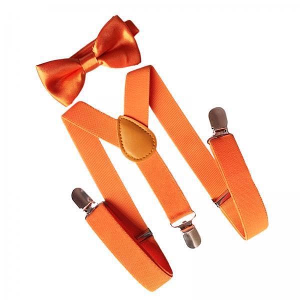 2xMens Suspenders with Bow Tie Y Back Braces for Formal Wear Halloween Cosplay Orange-image-20