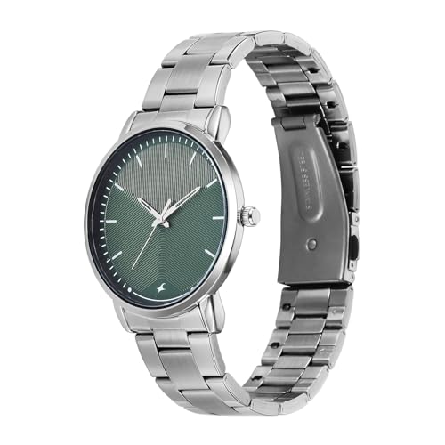Image of Fastrack Stunners X Quartz Analog with Dark Green Dial Steel Stainless Steel Strap Watch for Men - 38159SM07