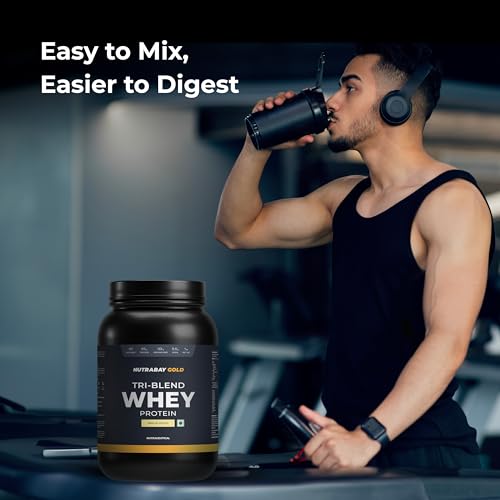 Image of Nutrabay Gold Tri Blend Whey Protein Powder - 1kg, Malai Kulfi | 25g Protein, 5.5g BCAA | Concentrate, Isolate, Hydrolyzed Protein | Muscle Growth & Recovery | Gym Supplement for Men & Women