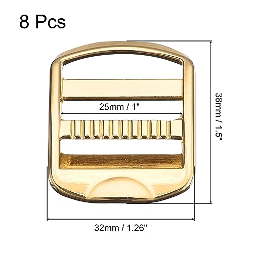 Uxcell Metal Ladder Buckle Slider Tri-Glider Metal Adjustable Buckles, 8pcs 25mm(1") Inner Width for Webbing Backpack Strap Gold Tone - Image 2