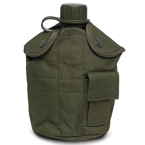 HoveeLuty Cantimplora portátil de aluminio de 1 l a prueba de fugas con tapa de PE y bolsa Oxford, botella multiusos para acampar, hacer senderismo, escalar montañas y actividades al aire libre.