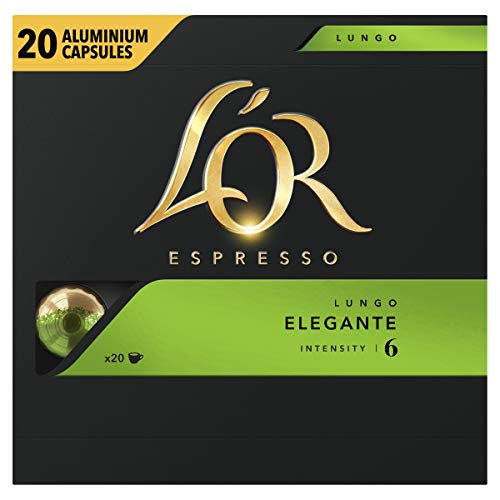 L'OR Espresso Koffiecups Lungo Elegante (200 Lungo Koffie Capsules, Geschikt voor Nespresso* Koffiemachines, Intensiteit 06/12, 100% Arabica Koffie, UTZ Gecertificeerd), 10 x 20 Cups