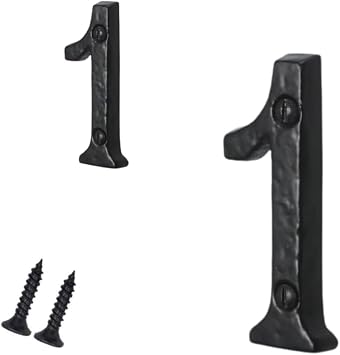 Antique Black Door Numbers Screw On 3 Inch Cast Iron Number 1 Door Number Elegant and Bold Door Numerals Suitable for All Door Types Including Wooden uPVC and Composite.