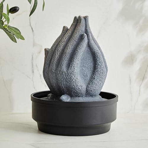 Image of Home Centre Alpine Modern Polyresin Buddha in Palm Water Fountain - 22x27cm