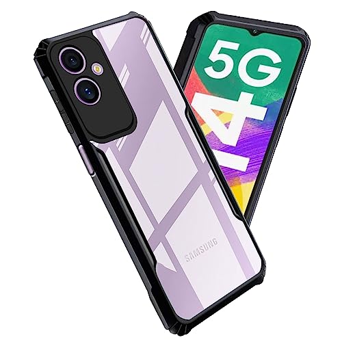 Image of A rtistque Clear Hard Transparent Acrylic Armor Anti-Drop Shockproof TPU Edge Back Cover Case for Samsung Galaxy F14 5G - Black