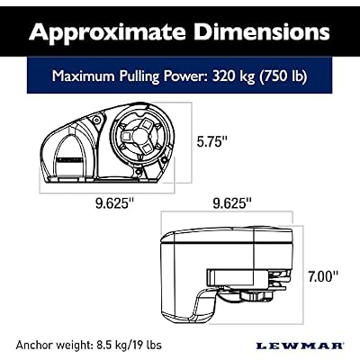 Lewmar Pro Fish 700 Fishing Windlass for 1/4 G4 Chain, Auto Free-Fall System, Maximum Pull 700 lbs., 316 Stainless Steel Construction, for Boats up to 38' - 2020201159