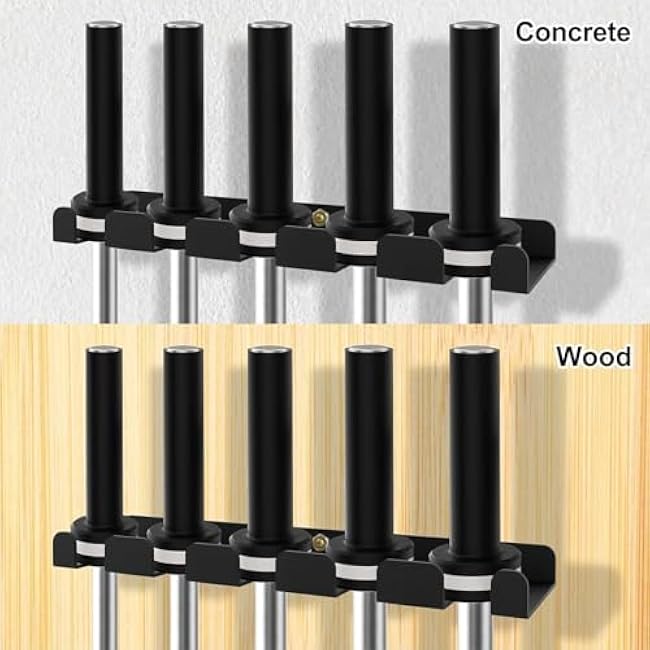 Barbell Storage Rack, Heavy Duty Vertical Hanging Barbell Rack, Wall Mounted Barbell Holder, Olympic Wall Mount Barbell Holder Space Saving Bar Holder Suitable for Garage, Gym, Home Fitness (5 hook black)