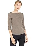 Allegra K Women's Work Office 3/4 Sleeve Boat Neck Houndstooth Printed Top Blouse Large Brown