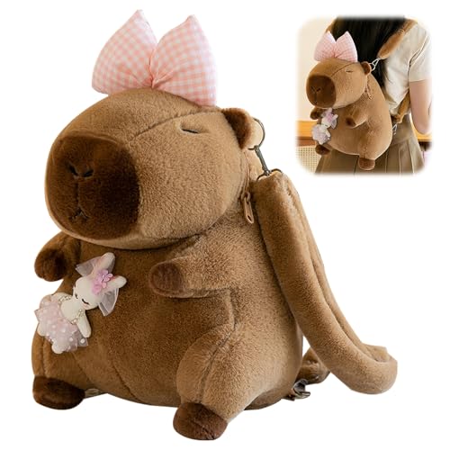 KBIBCK Mochila Capibara, Capybara Plush Mochila, Cartoon Backpack Kids, Correa de Hombro Ajustable, para Escolarizar, Viajar, Acampar