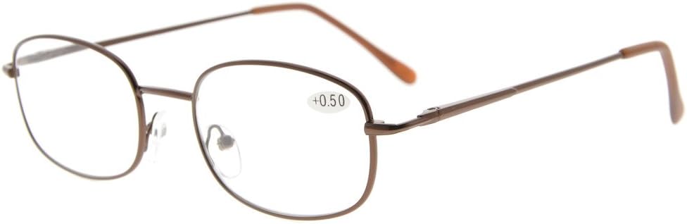 Eyekepper Metal Frame Spring Hinged Arms Reading Glasses, Brown, +0.50