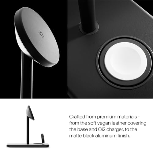 Image of Twelve South HiRise 3 Deluxe Twelve South 3-in-1 MagSafe + Qi2 Charging Stand for iPhone, Watch, and AirPods, Black