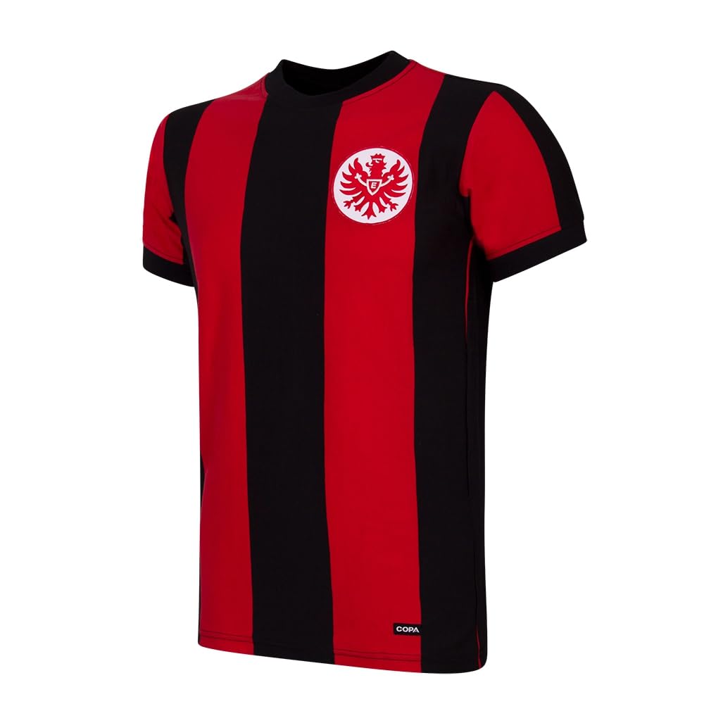 Copa - Camiseta de Fútbol - Hombre - Eintracht Frankfurt 1971/72 - Manga Corta - Rojo/Negro - 50% algodón - 50% poliéster