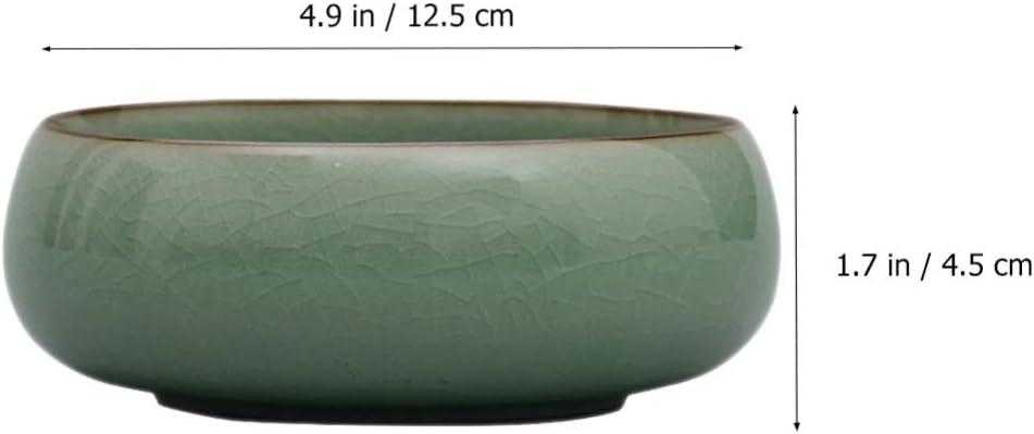 NUOBESTY Ink Brush Washer Celadon Water Pot Tea Basin Tea Ceremony Accessories Sumi-Brush Washer Celadon Pottery Porcelain Water Pot for Painting Calligraphy Accessories