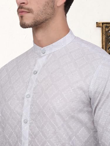 Image of Jompers Thread Work & Sequin Embellished Printed Kurta Set for Men Cotton Blend
