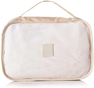 شنطة مكياج بتصميم متعدد الاستخدامات للسفر مزودة بفواصل قابلة للتعديل للنساء والبنات، لون أسود افتراضي (بيج)