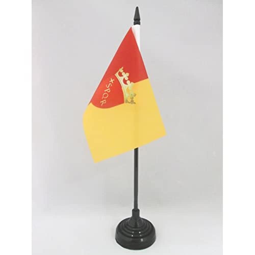 Bandiera Da Tavolo Roma SPQR, 10x15 Cm, In Poliestere Con Base In Plastica Nera