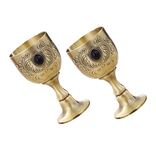 Mikinona 2piezas Copa De Vino Relieve Metálico Cáliz De Vino Vintage Copa De De Flores Para Fiesta De Mini Material Metalico